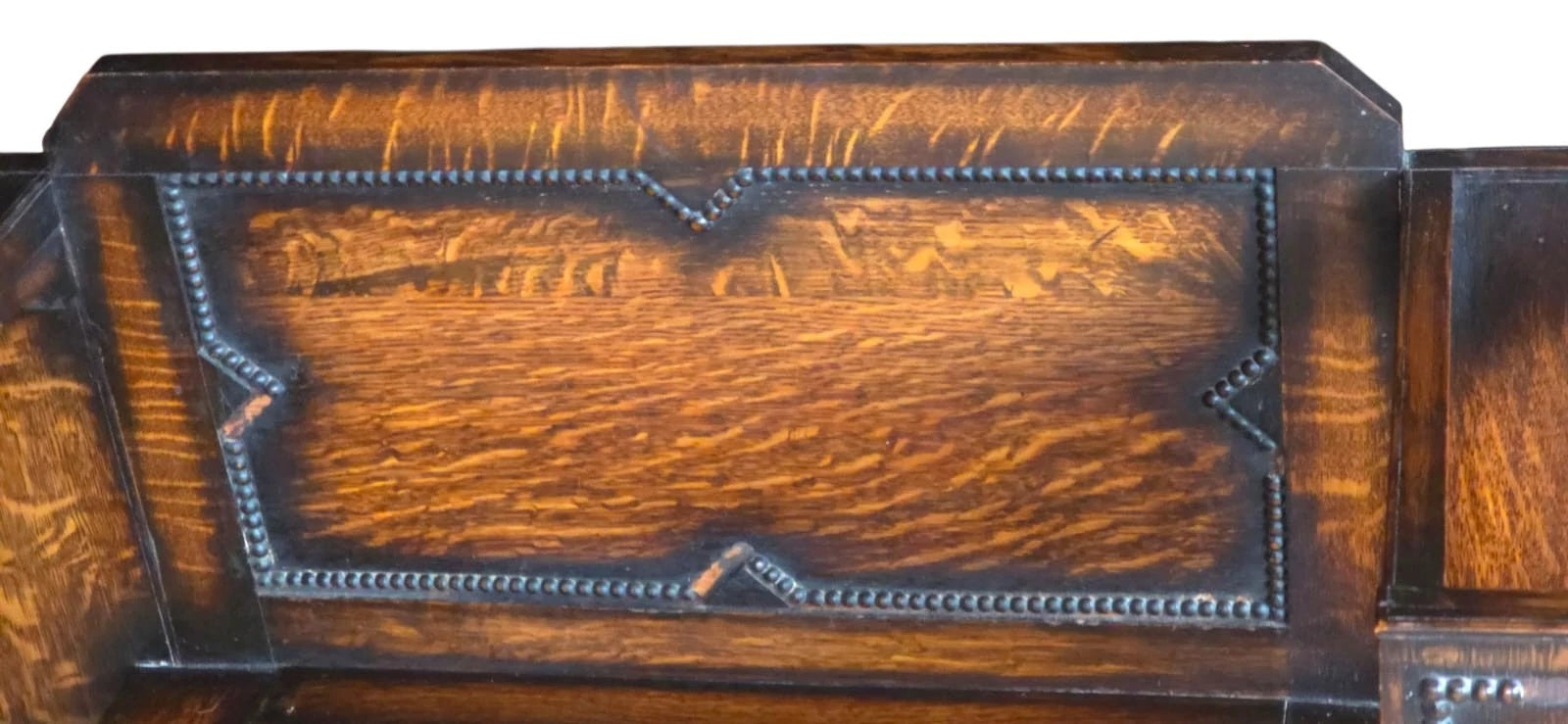 Vintage 1930s Oak Monk’s Bench Hall Settle with Umbrella Stands - Jacobean Style