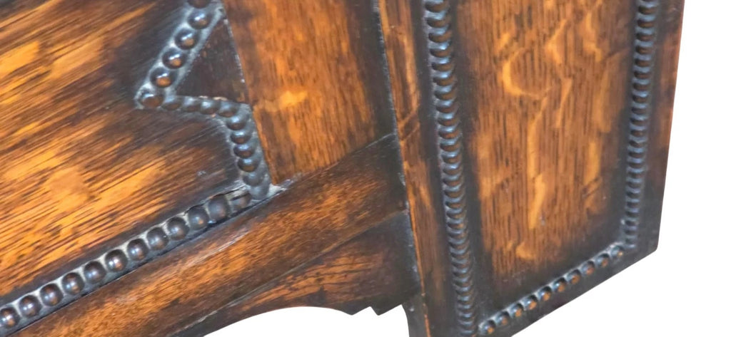Vintage 1930s Oak Monk’s Bench Hall Settle with Umbrella Stands - Jacobean Style
