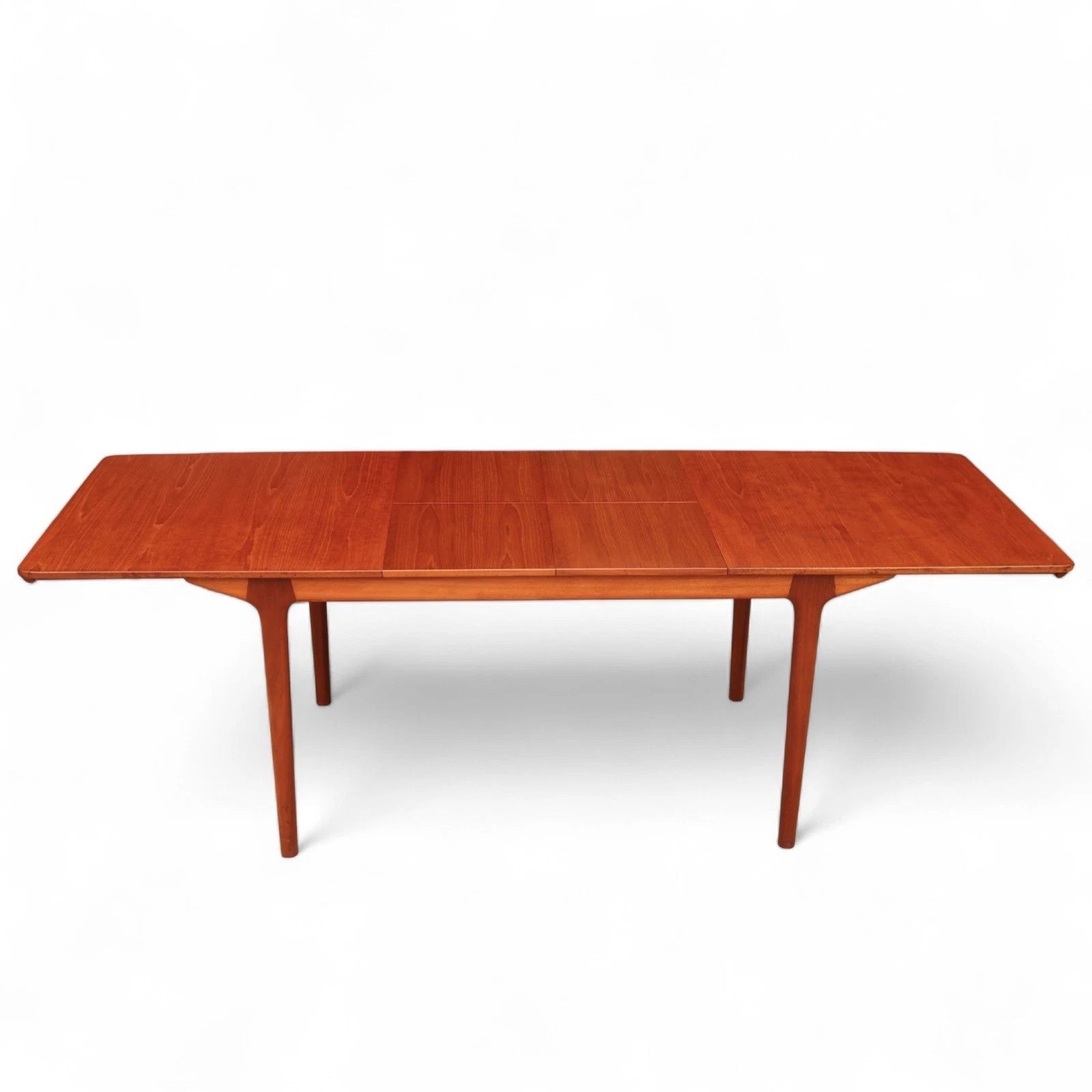 Mid Century Mcintosh Teak Double Butterfly Leaf Large Extending Dining Table
