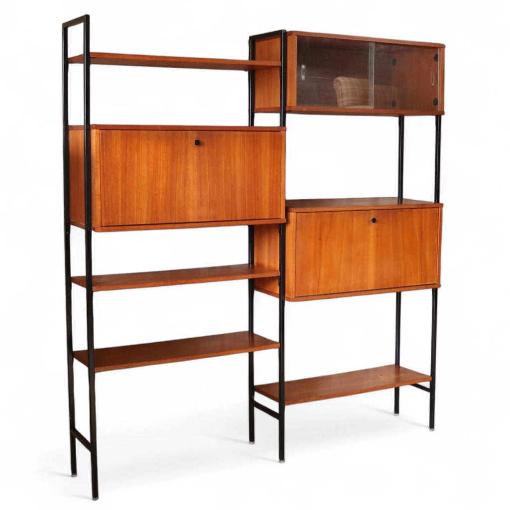 Mid Century Teak Laddrax Style Modular Shelving 2 Bay Inter Continental Design