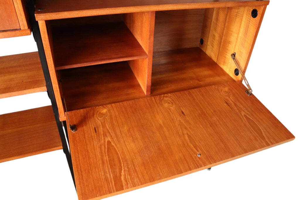 Mid Century Teak Laddrax Style Modular Shelving 2 Bay Inter Continental Design