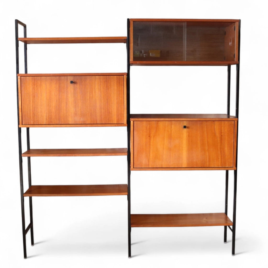 Mid Century Teak Laddrax Style Modular Shelving 2 Bay Inter Continental Design