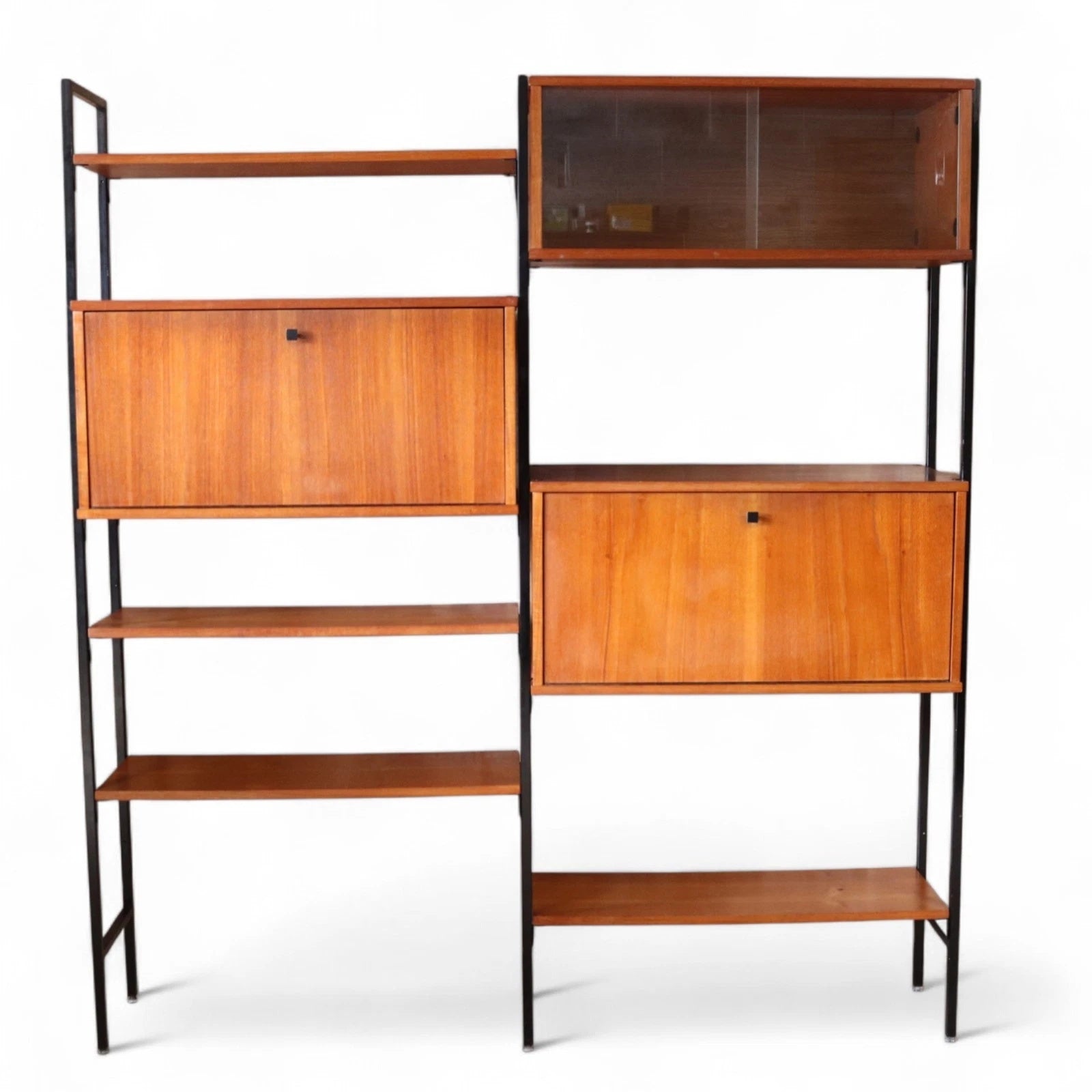 Mid Century Teak Laddrax Style Modular Shelving 2 Bay Inter Continental Design