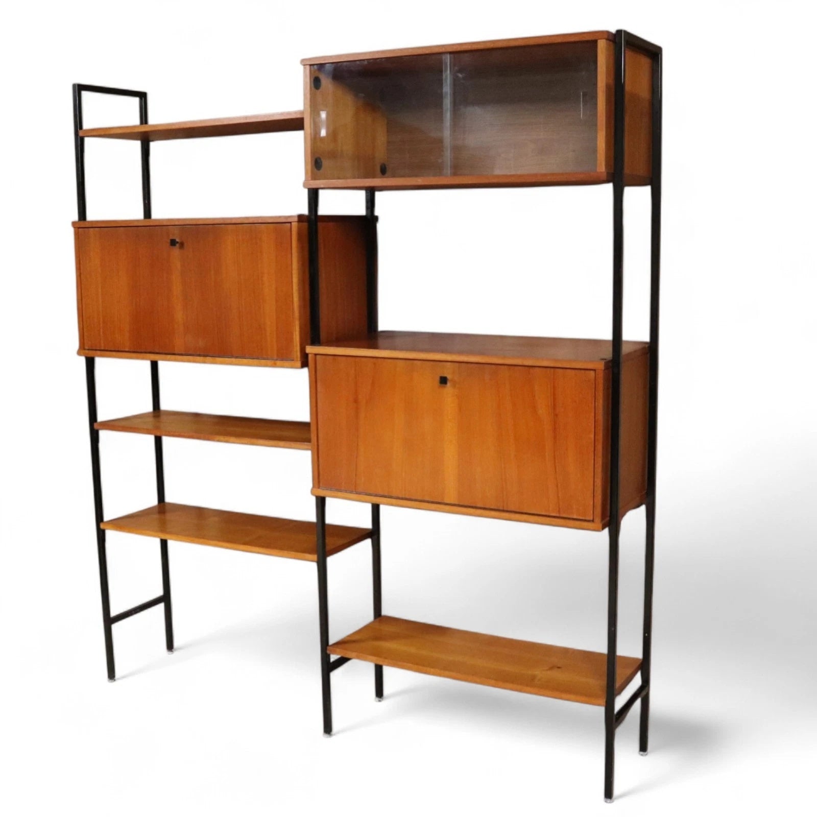 Mid Century Teak Laddrax Style Modular Shelving 2 Bay Inter Continental Design