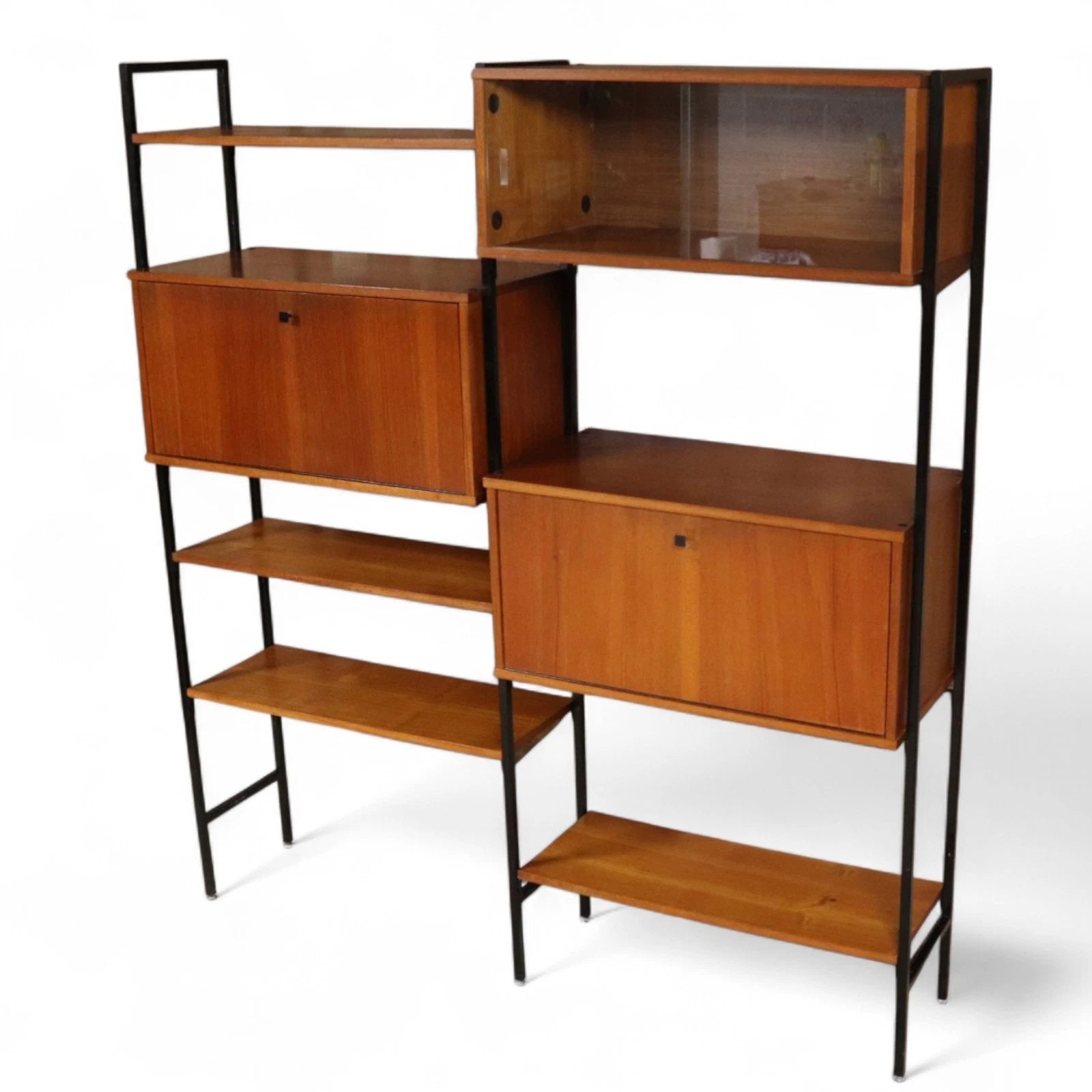 Mid Century Teak Laddrax Style Modular Shelving 2 Bay Inter Continental Design