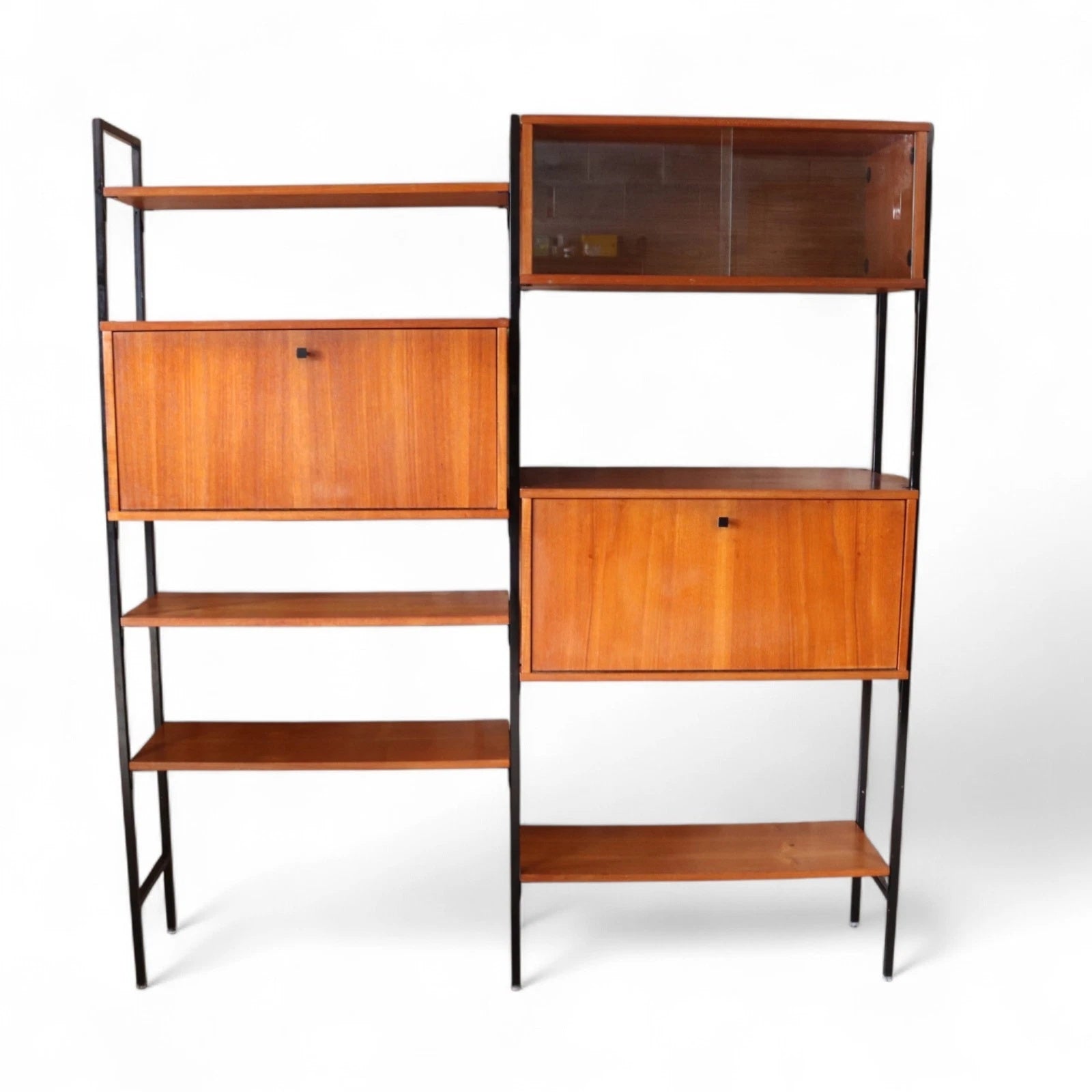 Mid Century Teak Laddrax Style Modular Shelving 2 Bay Inter Continental Design