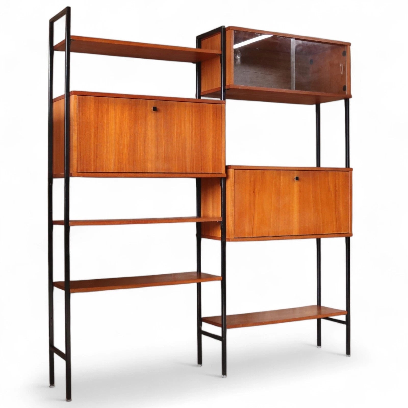 Mid Century Teak Laddrax Style Modular Shelving 2 Bay Inter Continental Design