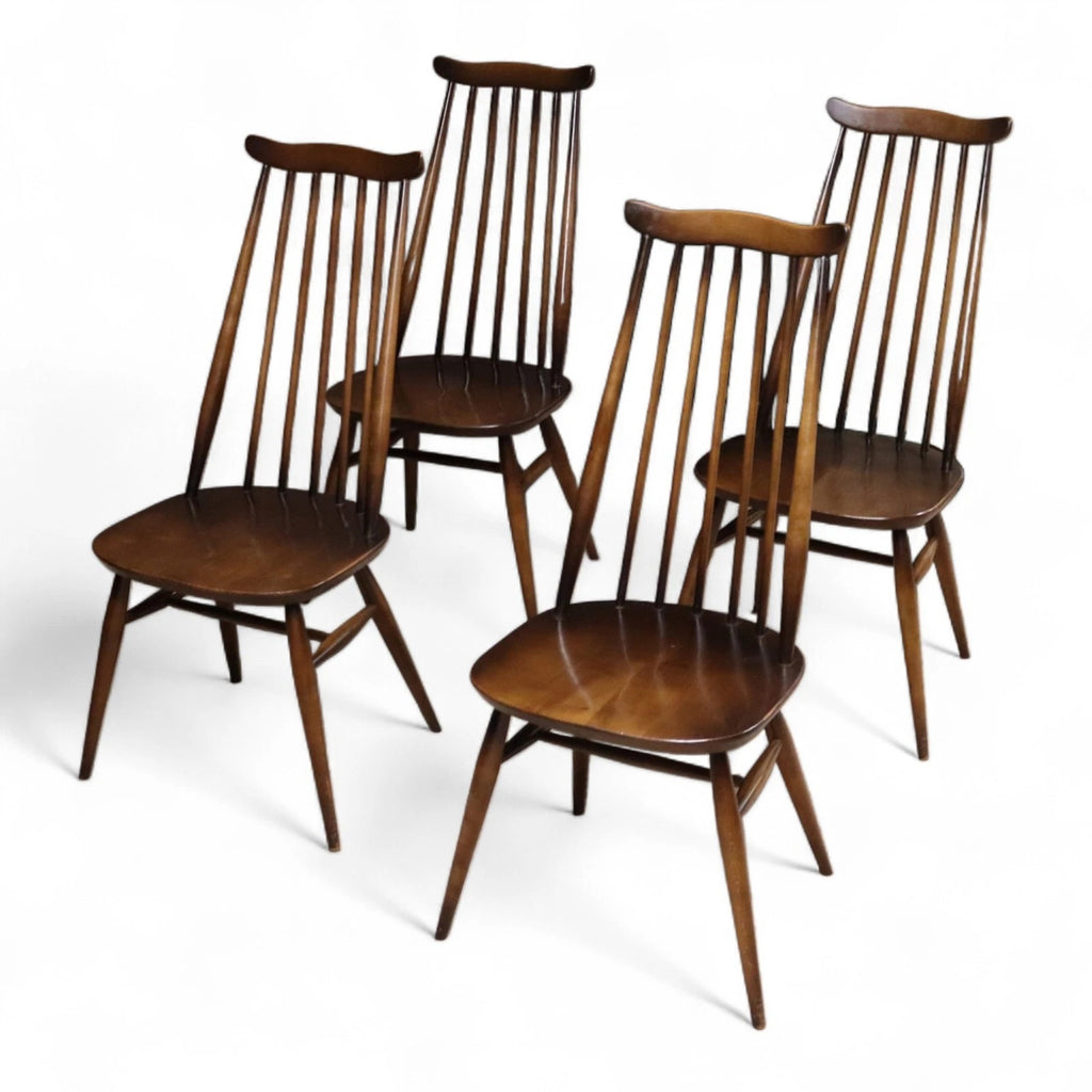 Set of 4 Ercol Goldsmith Dining Chairs - Dark Wood - Solid Elm & Beech
