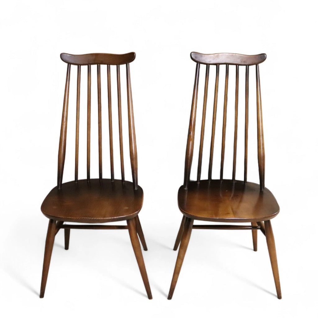 Set of 4 Ercol Goldsmith Dining Chairs - Dark Wood - Solid Elm & Beech