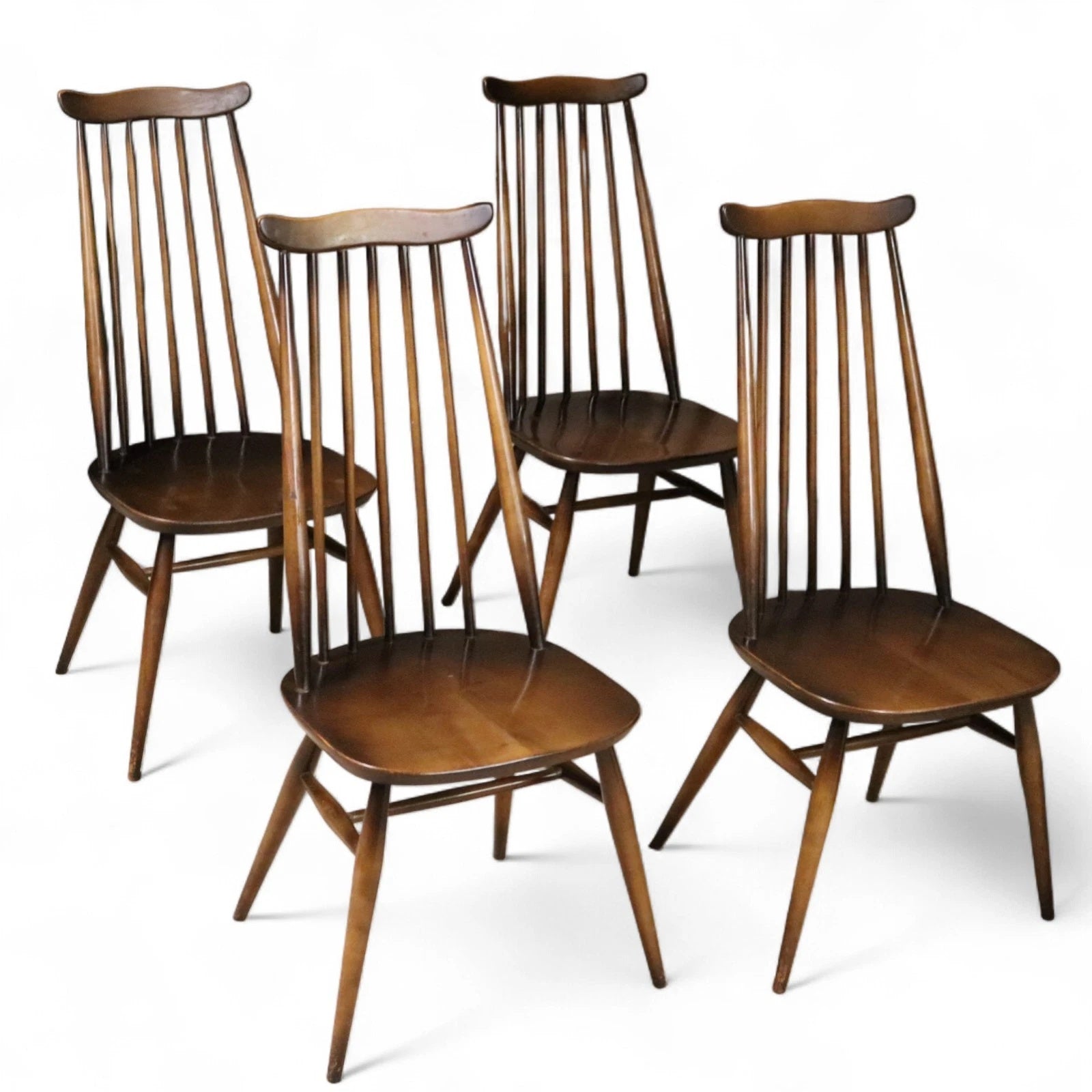 Set of 4 Ercol Goldsmith Dining Chairs - Dark Wood - Solid Elm & Beech