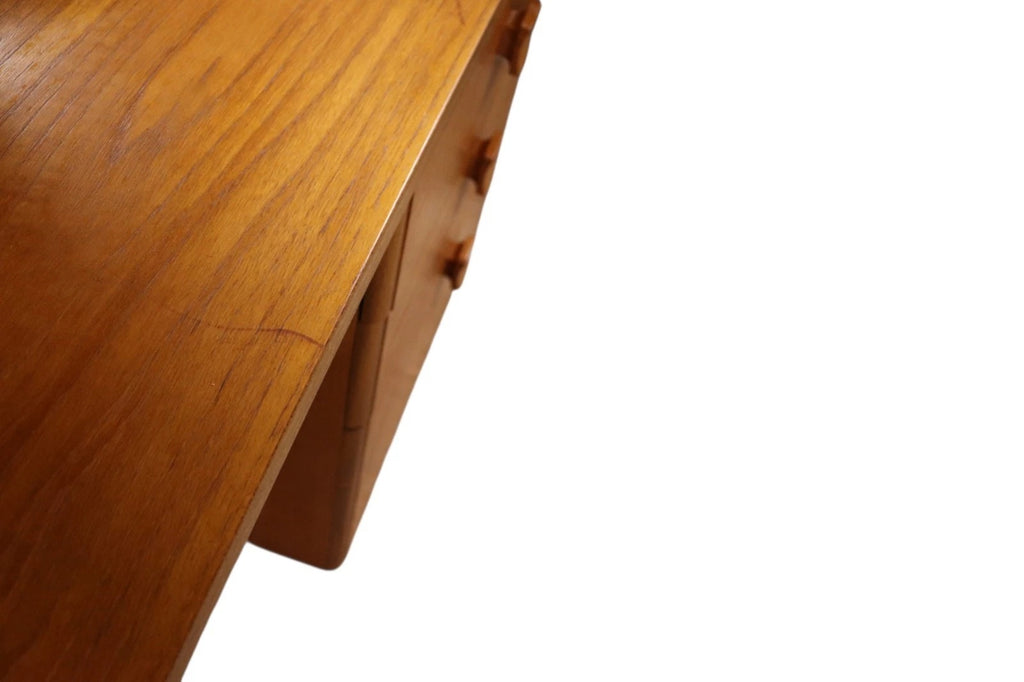 Vintage Teak Stag Dressing Table With Triple Mirror