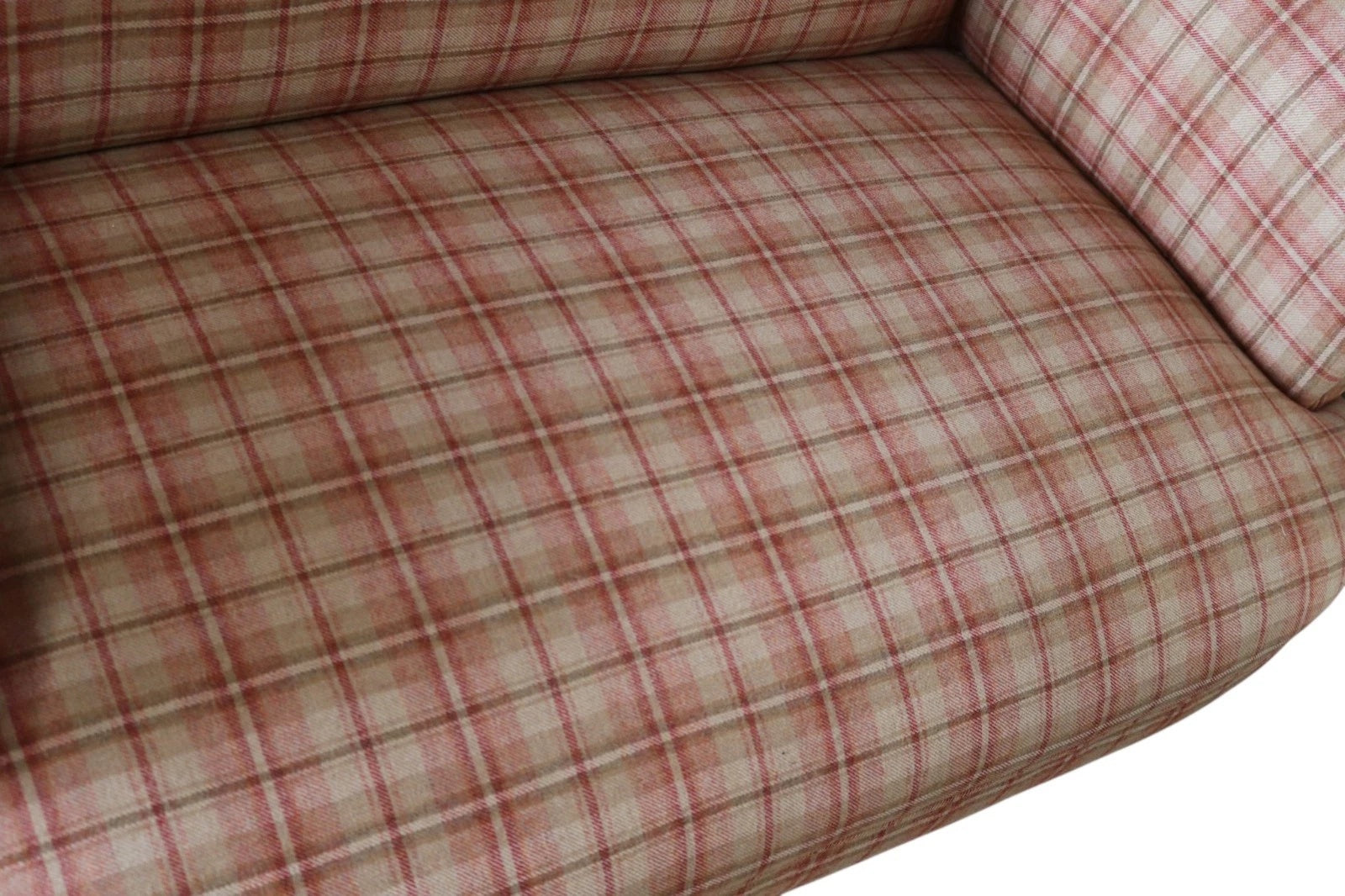 Antique Victorian Howard Style 2 Seater Sofa  – Deep Seat – Plaid Upholstery