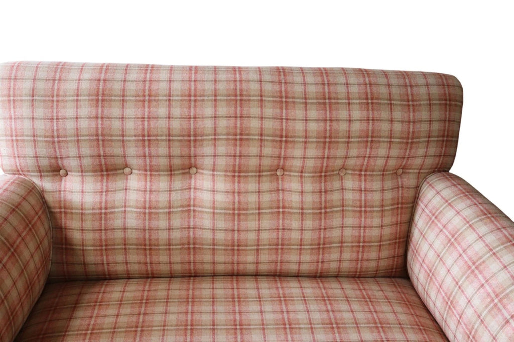 Antique Victorian Howard Style 2 Seater Sofa  – Deep Seat – Plaid Upholstery