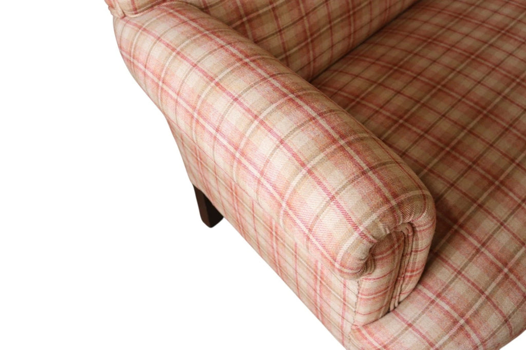 Antique Victorian Howard Style 2 Seater Sofa  – Deep Seat – Plaid Upholstery