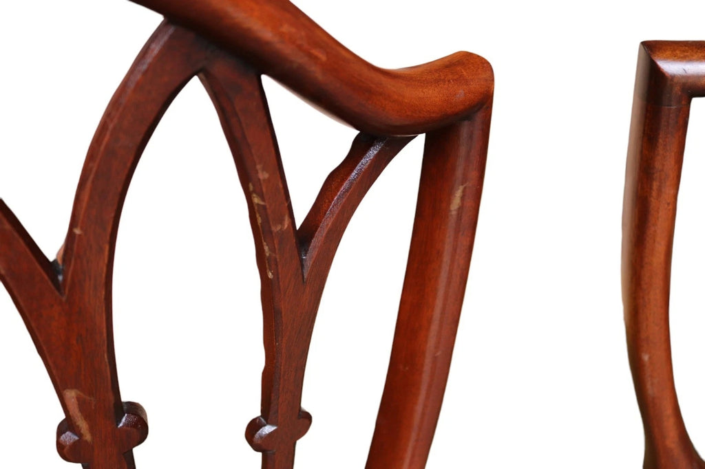 Share Vintage Set Of 8 Mahogany Hepplewhite Style Shield Back Dining Chairs