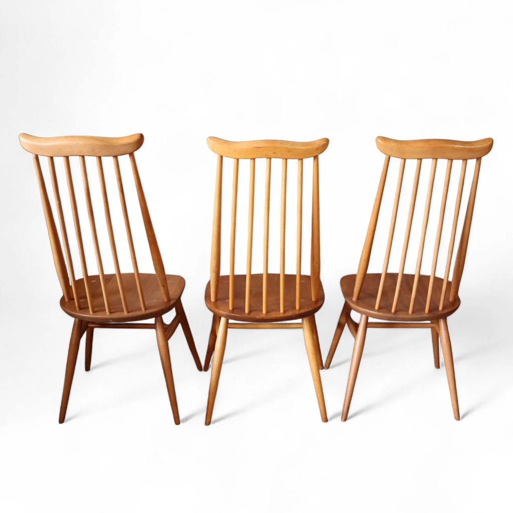 Vintage Set Of 6 Ercol Goldsmith Elm & Beech Dining Chairs