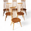 Vintage Set Of 6 Ercol Goldsmith Elm & Beech Dining Chairs