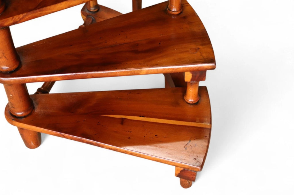 Vintage Yew Wood Spiral Library Steps - Regency Style Bed Steps