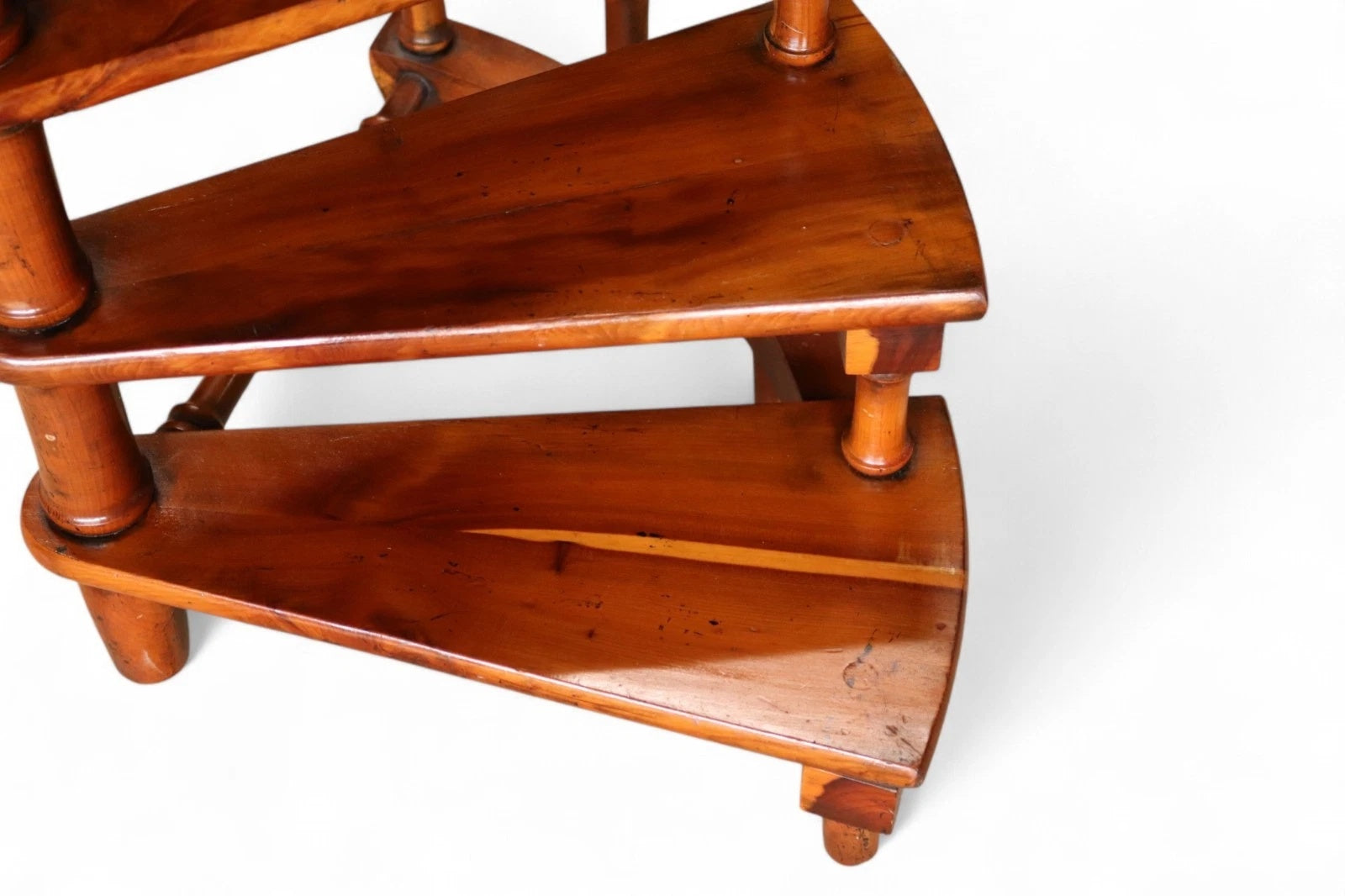 Vintage Yew Wood Spiral Library Steps - Regency Style Bed Steps