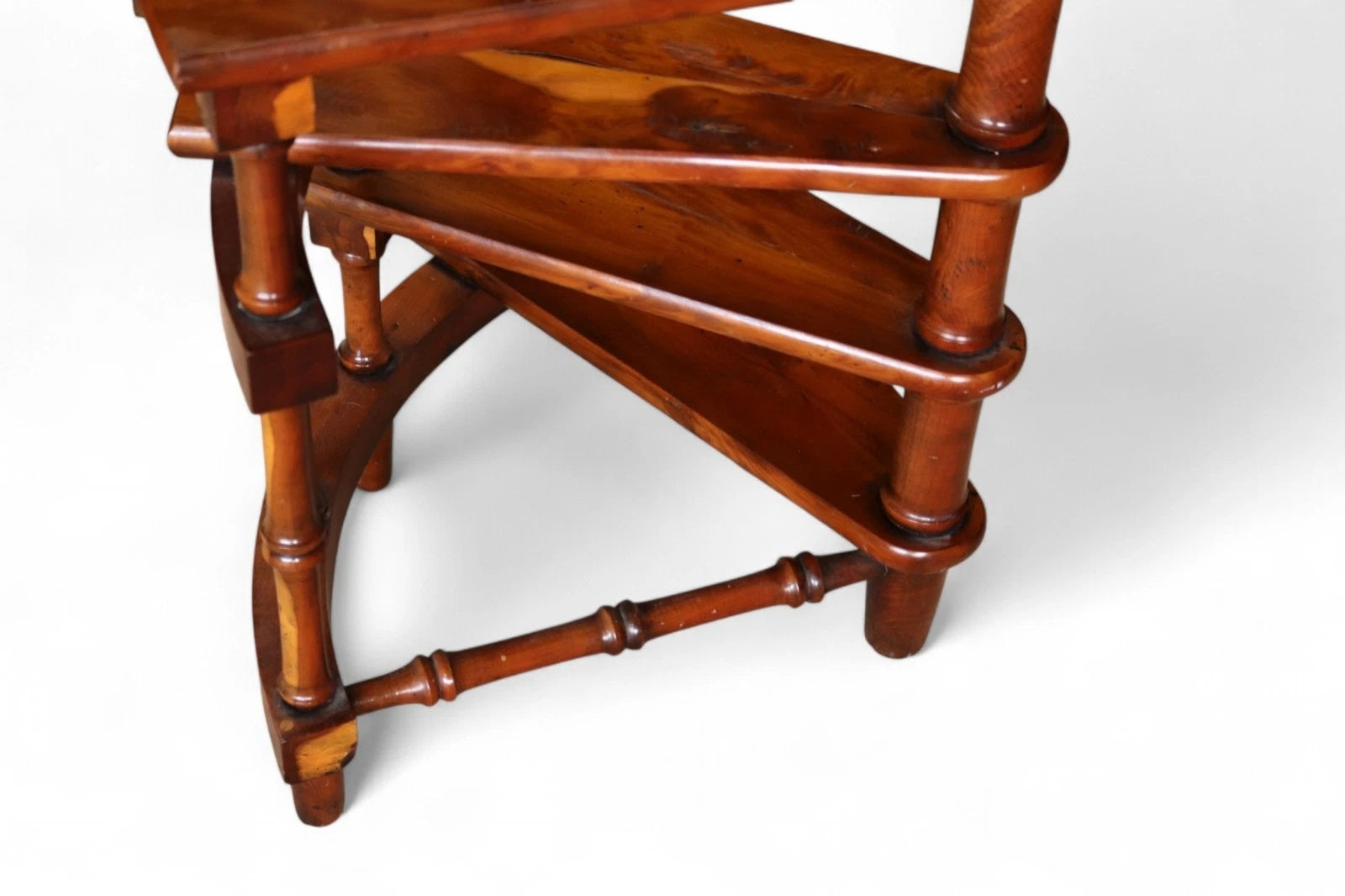 Vintage Yew Wood Spiral Library Steps - Regency Style Bed Steps
