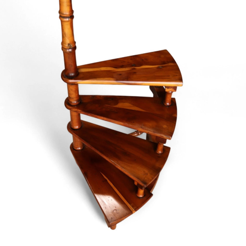 Vintage Yew Wood Spiral Library Steps - Regency Style Bed Steps
