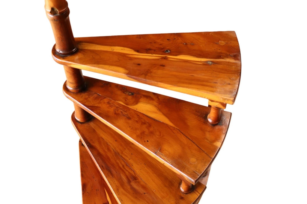 Vintage Yew Wood Spiral Library Steps - Regency Style Bed Steps
