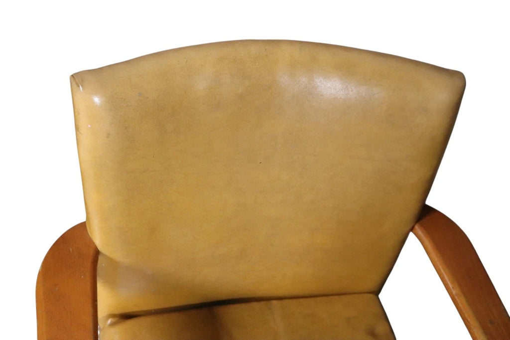 Pair of Vintage Parker Knoll PK 733 Armchairs - Mid Century Beech - Tan Vinyl