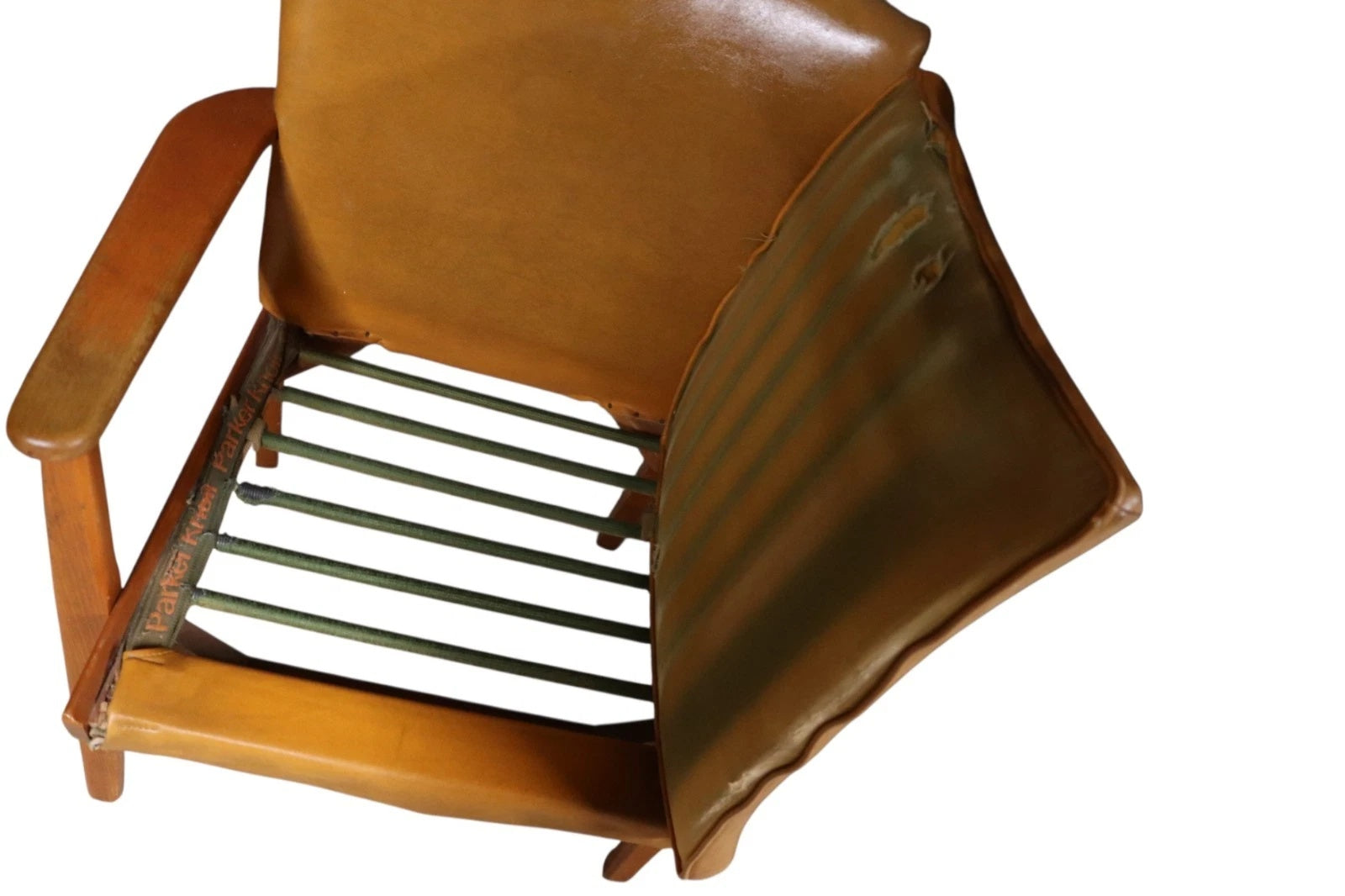 Pair of Vintage Parker Knoll PK 733 Armchairs - Mid Century Beech - Tan Vinyl
