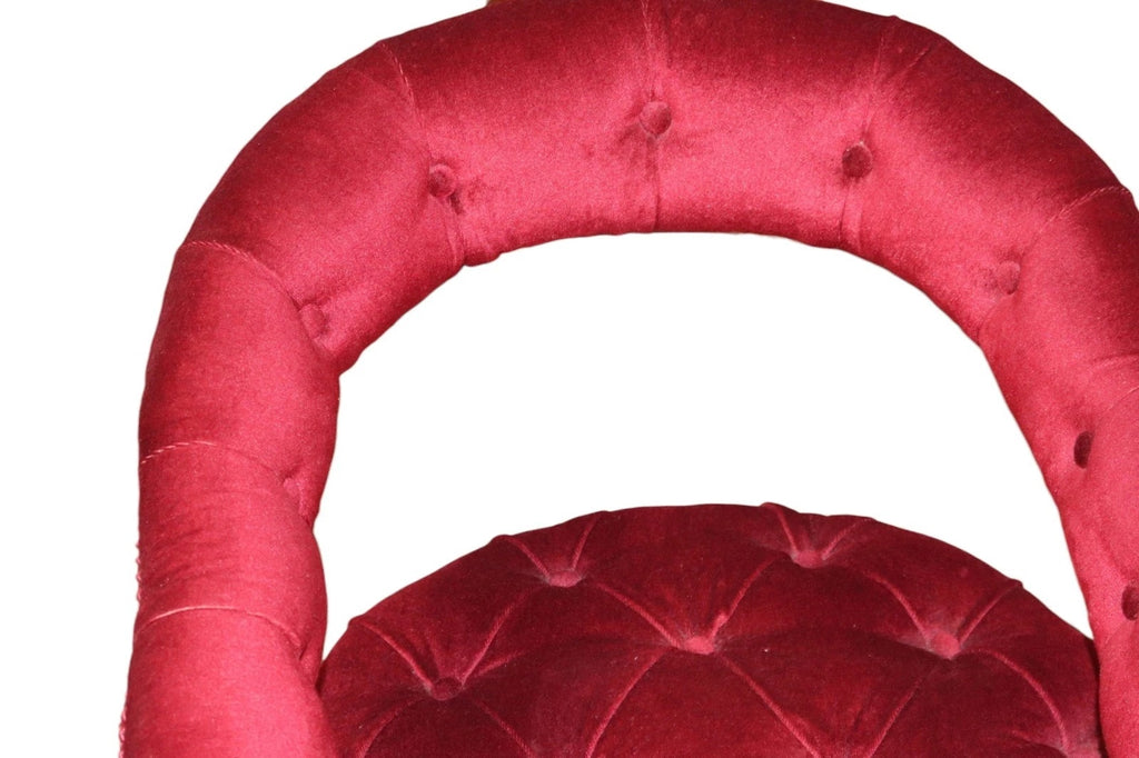 Victorian Deep-Buttoned Velvet Low Chair with Cope & Collinson Castors c.1880