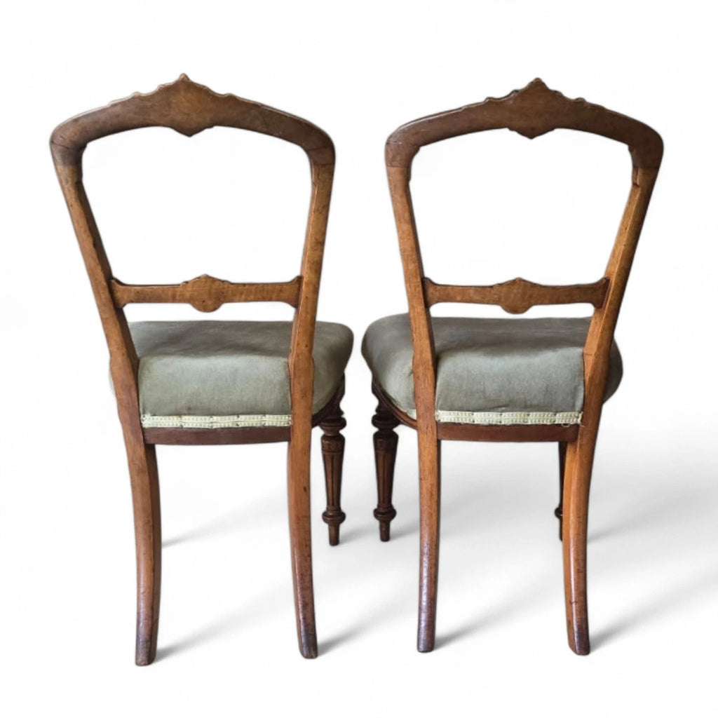 Pair Of Antique Victorian Aesthetic Movement Walnut Dining chairs c.1880