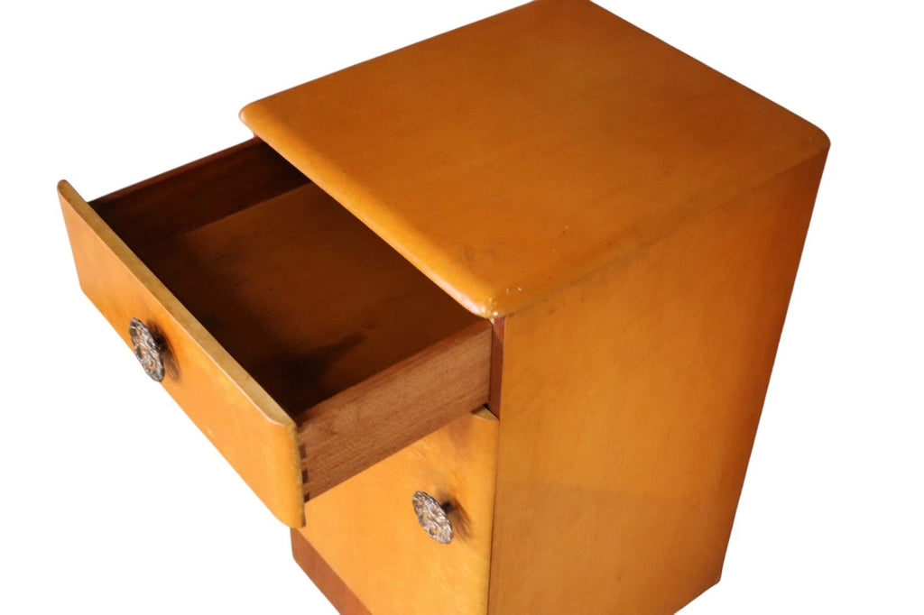 Pair Of Art Deco 1930s Birdseye Maple Bedside Cabinets - Vintage Nightstands