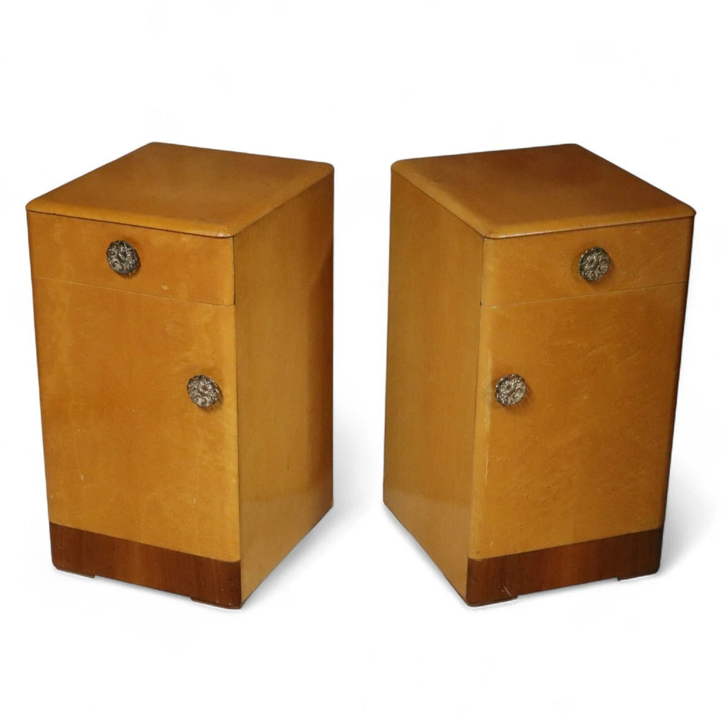 Pair Of Art Deco 1930s Birdseye Maple Bedside Cabinets - Vintage Nightstands