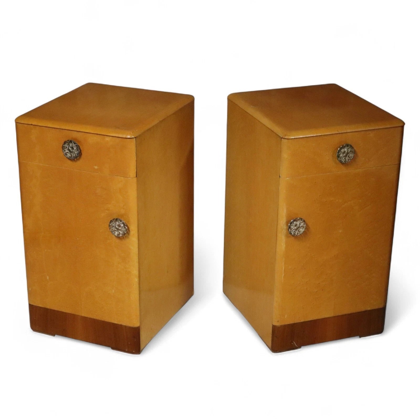 Pair Of Art Deco 1930s Birdseye Maple Bedside Cabinets - Vintage Nightstands