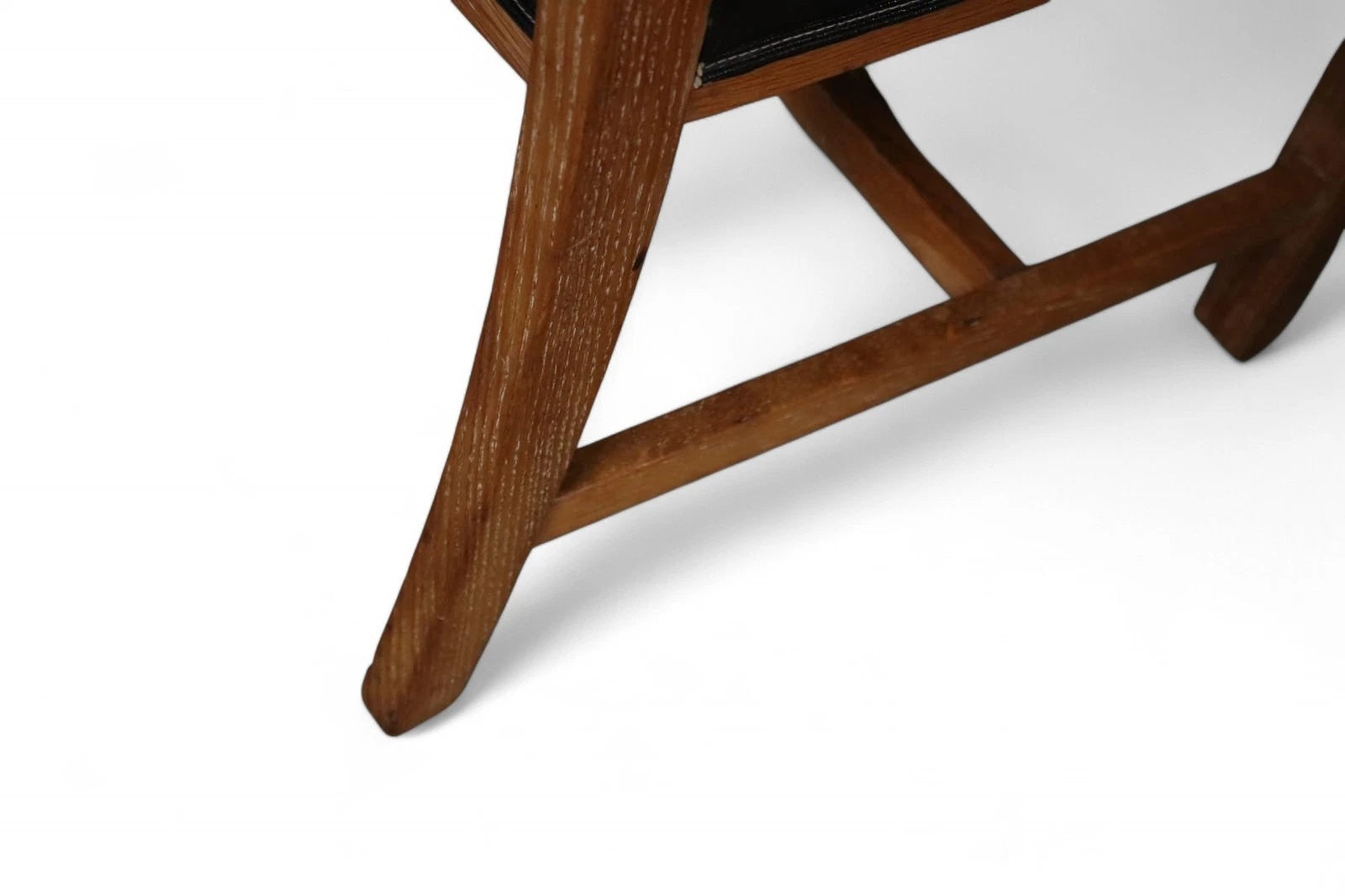 Art Deco Oak Desk Chair Heal’s Style 1930s Library Armchair Black Vinyl Office