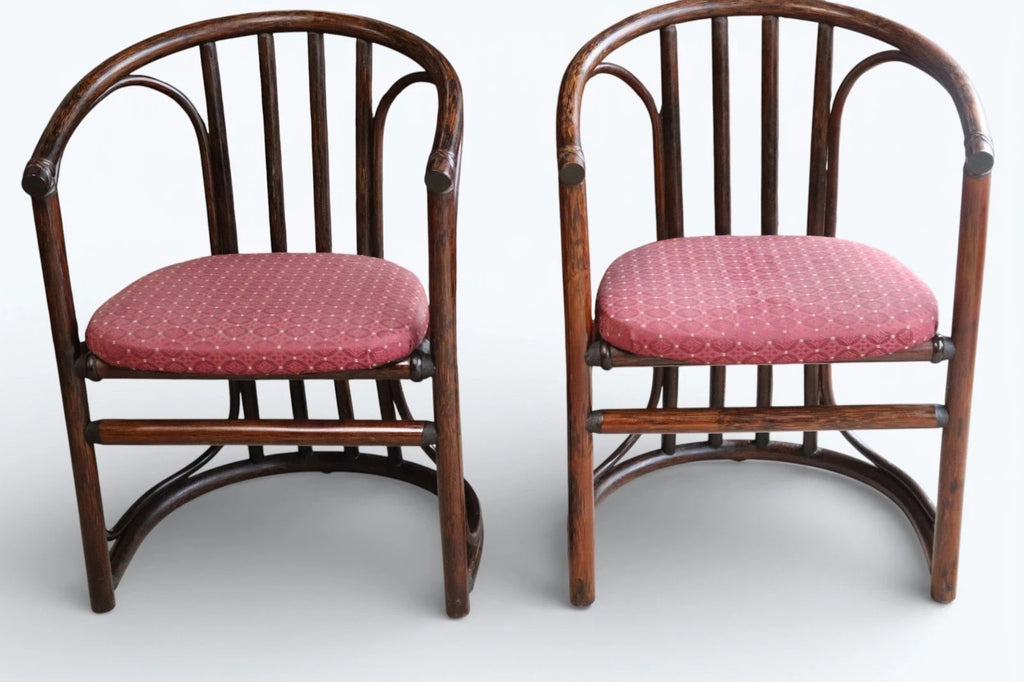 Pair Of Mid Century Bentwood Bamboo Dining Chairs - Rohe Noordwolde Style 1970s