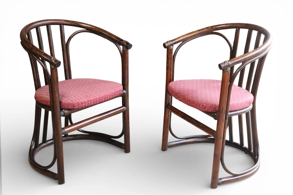 Pair Of Mid Century Bentwood Bamboo Dining Chairs - Rohe Noordwolde Style 1970s