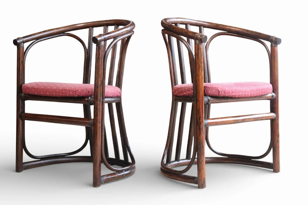 Pair Of Mid Century Bentwood Bamboo Dining Chairs - Rohe Noordwolde Style 1970s