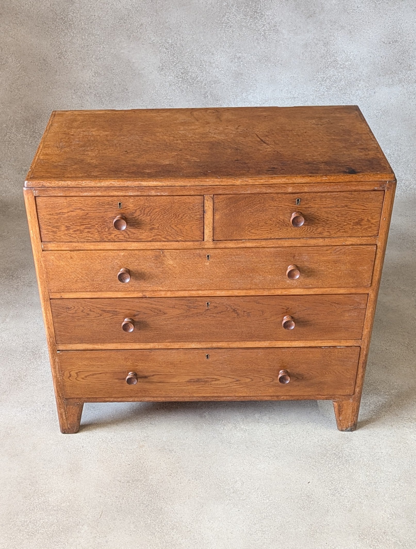 Mid Century Oak Rustic Chest Of Drawers Vintage C.1950