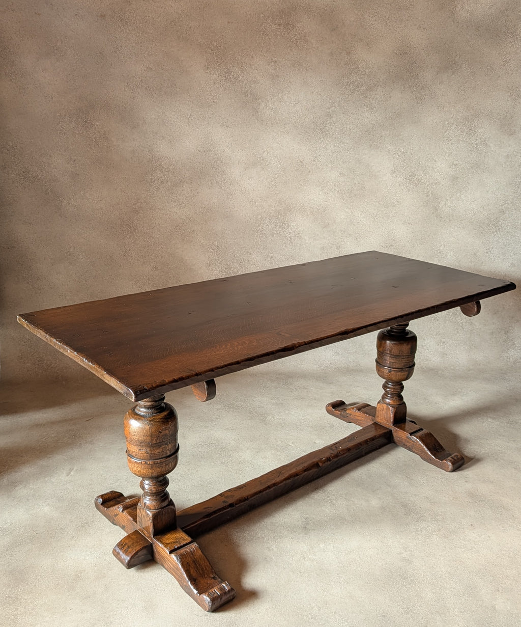 Vintage Oak 17th Century Style Refectory Dining Table