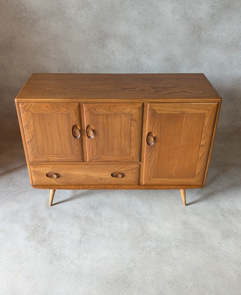 Vintage Ercol 467 Blonde Elm Windsor Sideboard 1960s