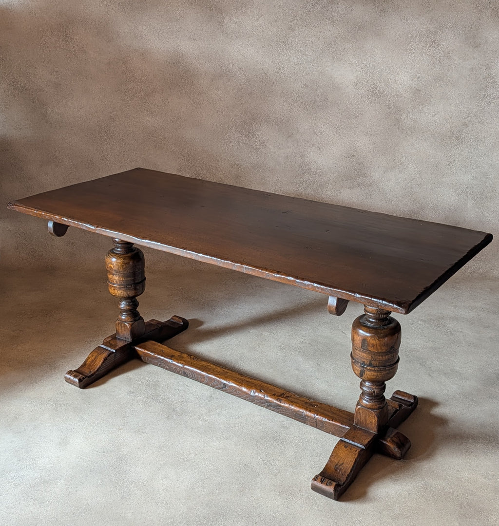 Vintage Oak 17th Century Style Refectory Dining Table
