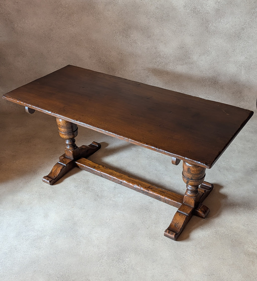 Vintage Oak 17th Century Style Refectory Dining Table