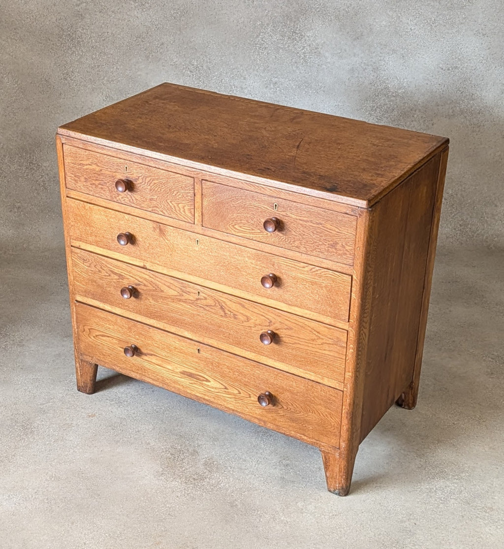 Mid Century Oak Rustic Chest Of Drawers Vintage C.1950