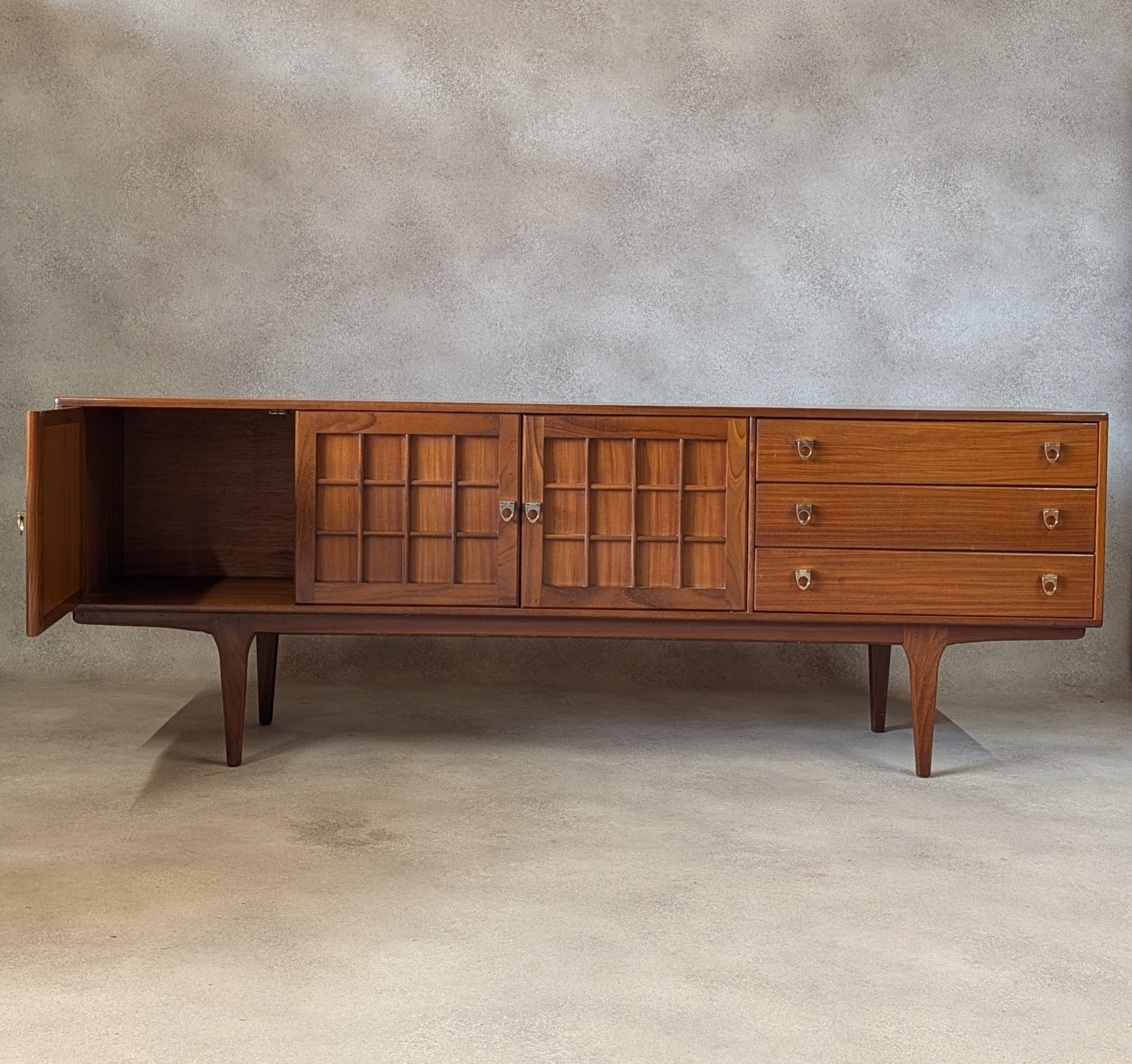 Mid Century Younger Teak Long Sideboard Vintage 1960s