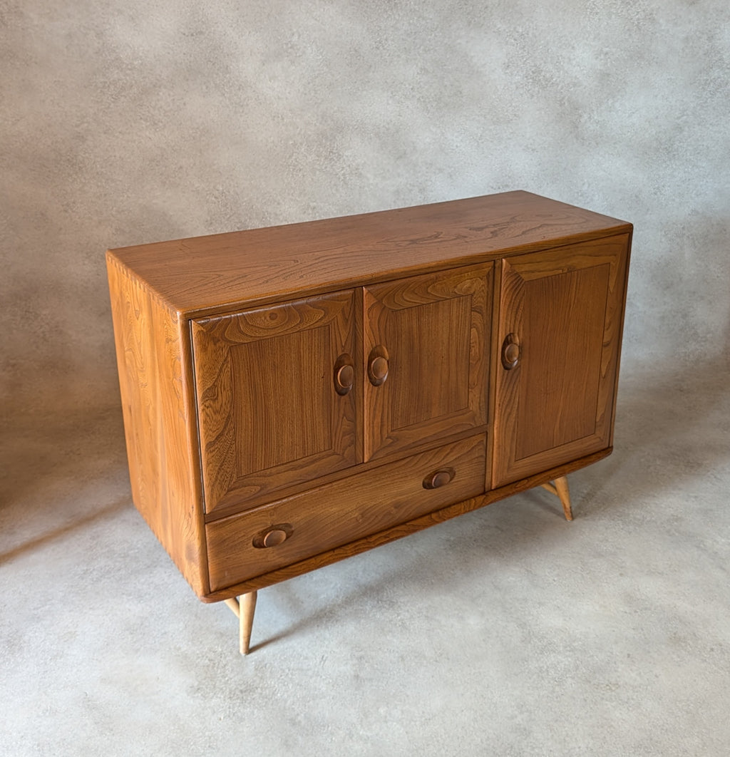 Vintage Ercol 467 Blonde Elm Windsor Sideboard 1960s