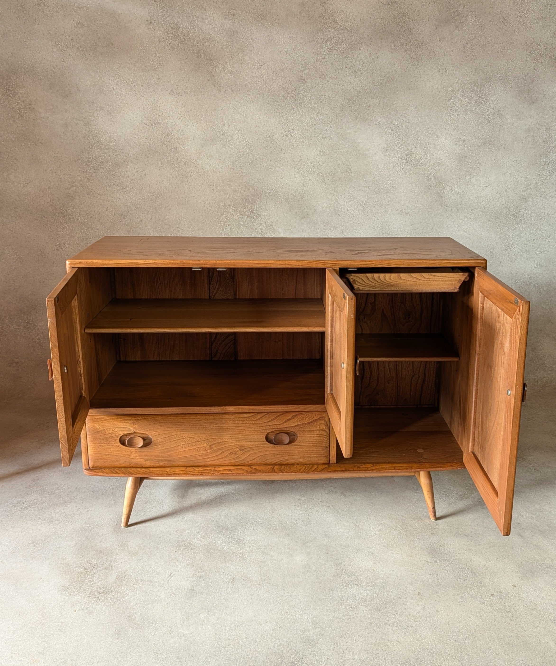 Vintage Ercol 467 Blonde Elm Windsor Sideboard 1960s