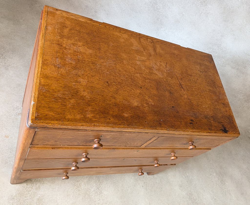 Mid Century Oak Rustic Chest Of Drawers Vintage C.1950
