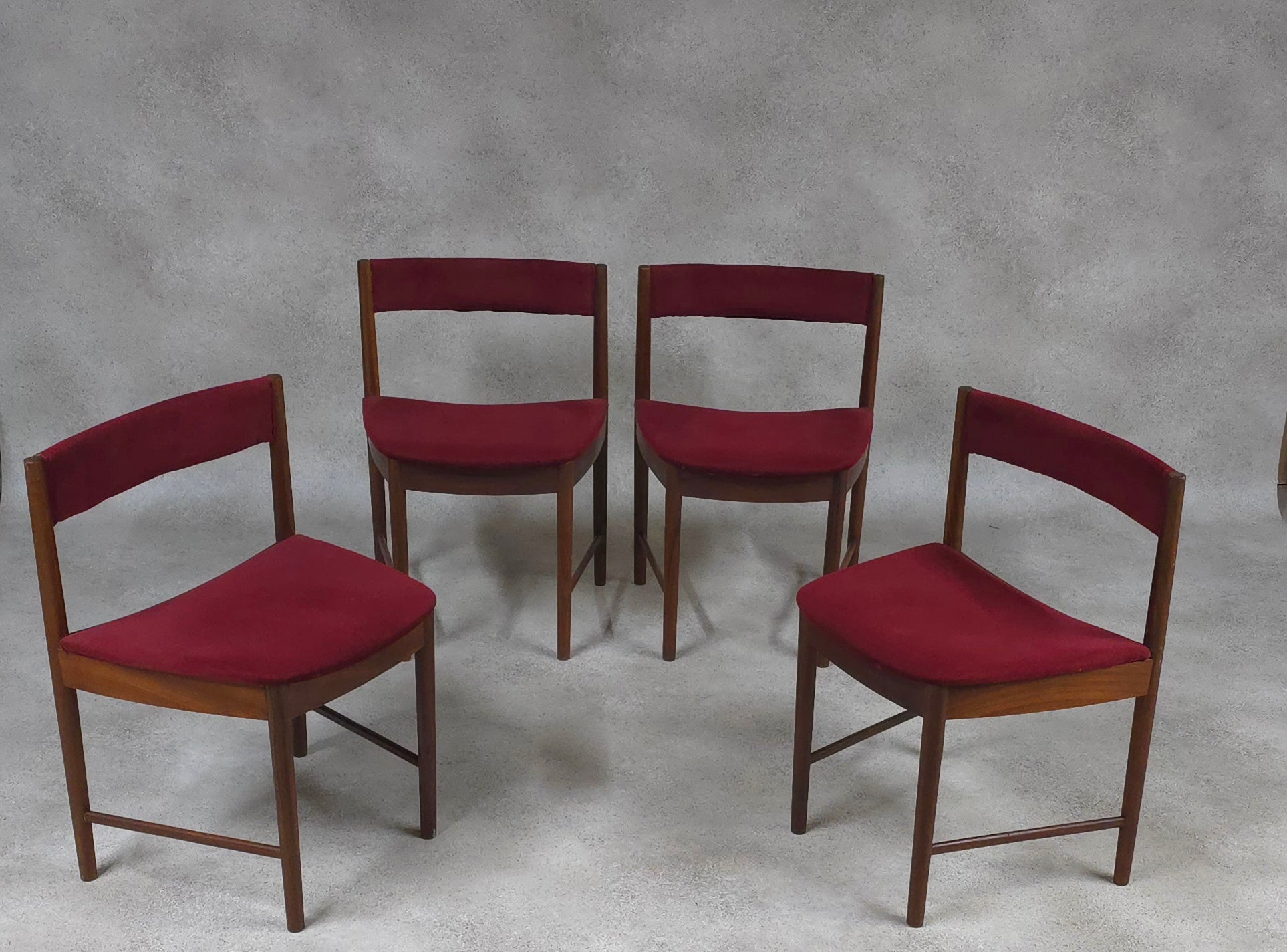 Set of 4 A H McIntosh Mid Century Teak Dining chairs