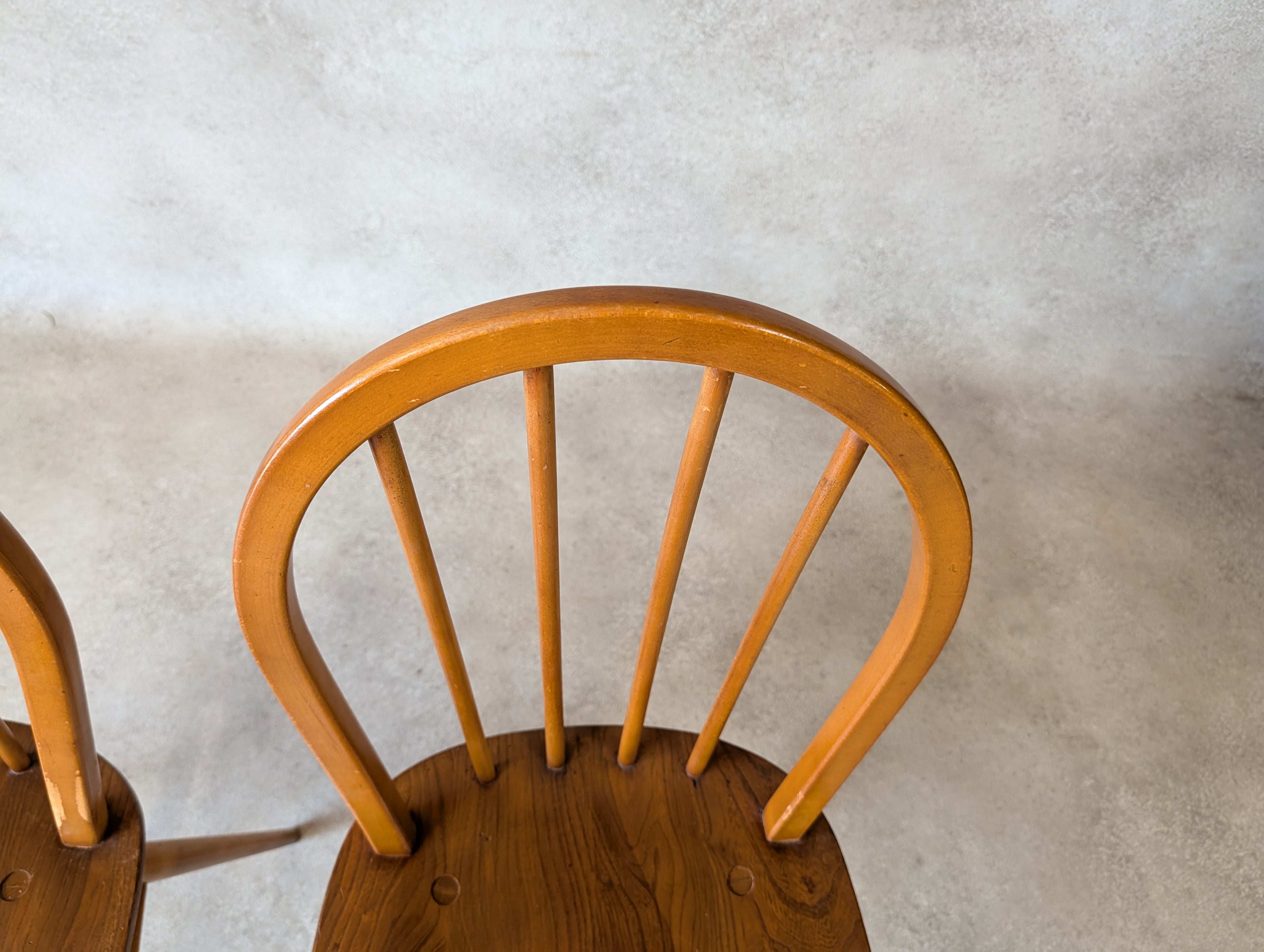 Set Of 4 Mid Century Ercol Hoop Back Dining Chairs -  Blue Label