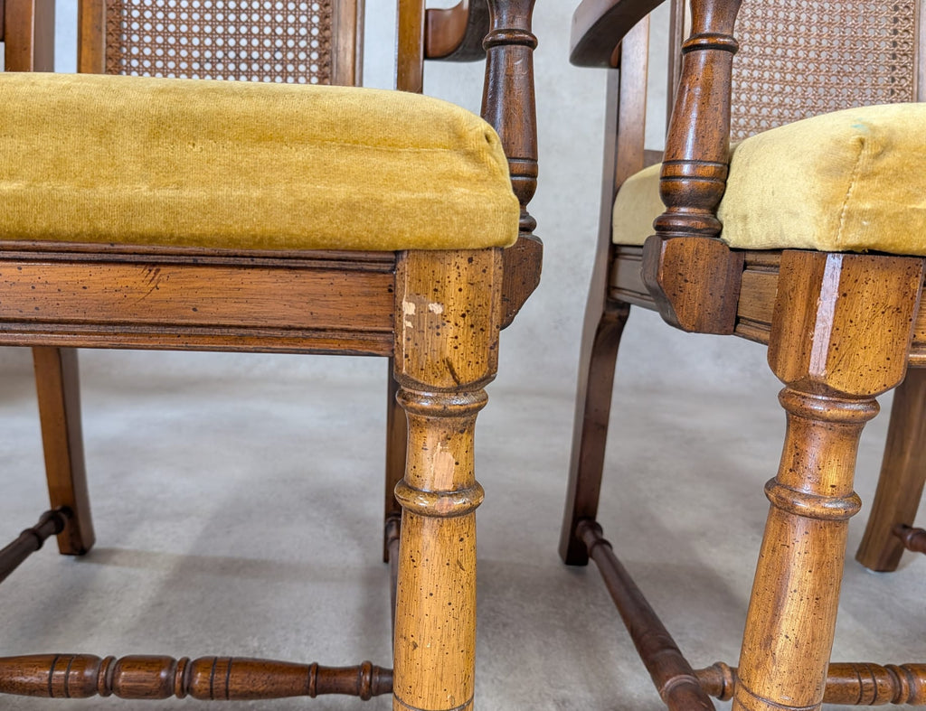 Pair of Vintage William & Mary Style High Back Armchairs / Carver Chairs